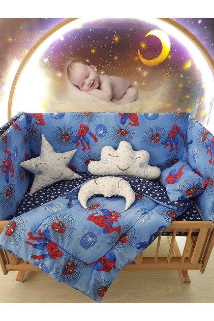 60X120 Baby Sleeping Set - Without Mosquito Net - Spiderman 126-97 (Excluding Furniture Crib)