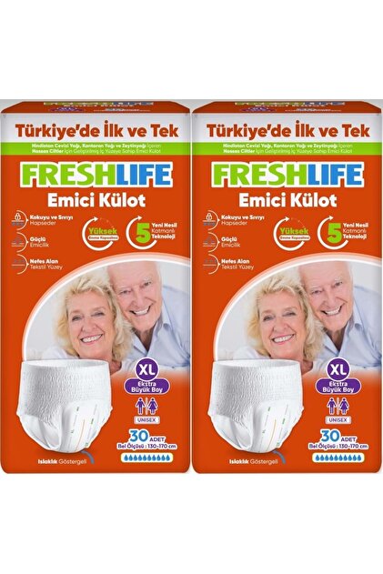 Freshlife Emici Külot Yetişkin Bezi XL Ekstra Büyük 60 Adet (2PK