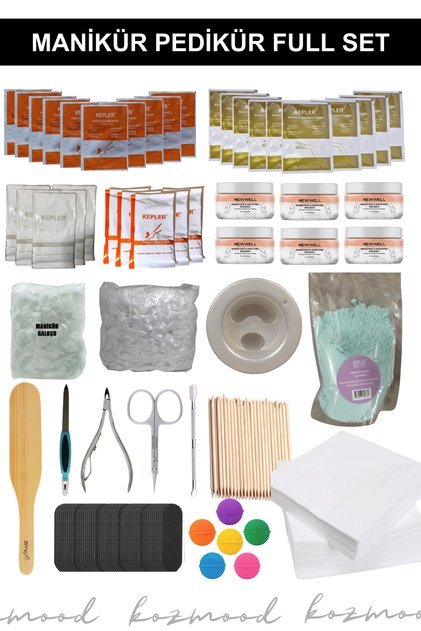 Manikür Pedikür Seti (Kremli Eldiven&Patik, Peeling, Pens, Törpü, Nem Bombası) Tırnak Bakım Seti