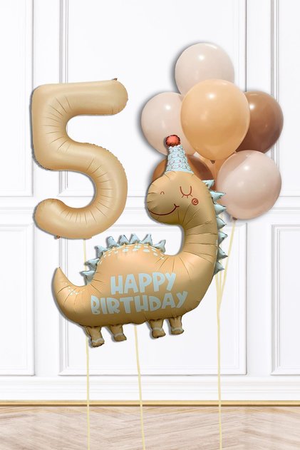 Retro Dinazor Tema Yaş Balonlu Doğum Günü Balon Zinciri Seti Retro Dinozor Konsept