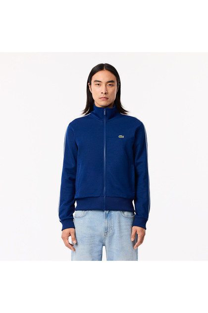 Regular Fit Fermuarlı Erkek Mavi Sweatshirt
