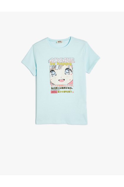 T-Shirt Anime Printed Short Sleeve Crew Neck