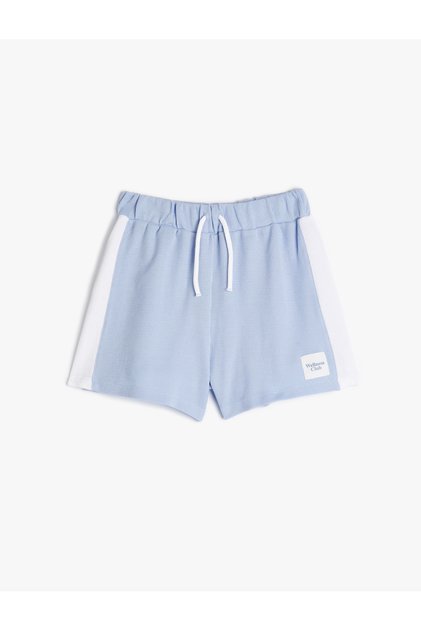 Shorts Tie Waist Color Contrast Cotton