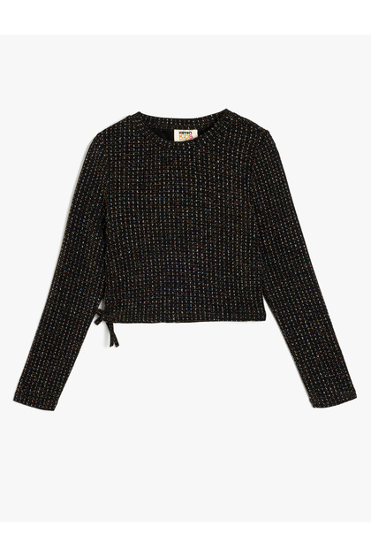Blouse with Long Sleeves, Crew Neck and Shiny Detail