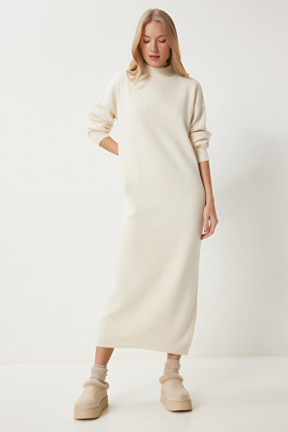 Oversized Knitted Dress Maxi MAMA Rib-knit Turtleneck Dress Beige Marl Ladies H&M Oversized Knitted Dress Maxi MAMA Rib-knit Turtleneck Dress Beige Marl Ladies H&M