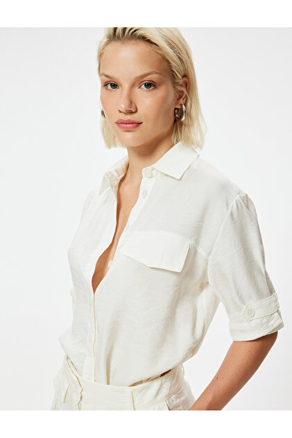 Modal Fabric Short Sleeve Shirt with Flap Pocket Detail