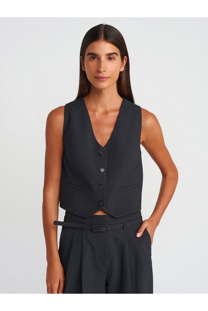 60562 Short Tailored Vest-Anthracite
