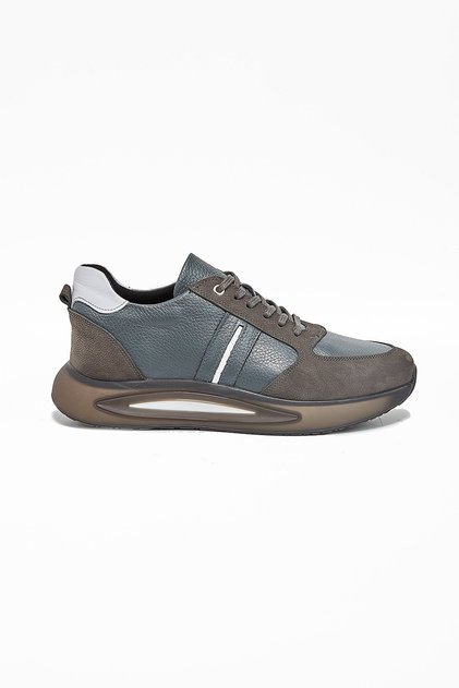 Men's Grey Genuine Leather Lace-up Casual Shoes 1033240152