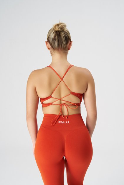 Attractive Collection Kadın Turuncu Seamless / Dikişsiz Arkası Bağcıklı Bra / Spor Sütyeni