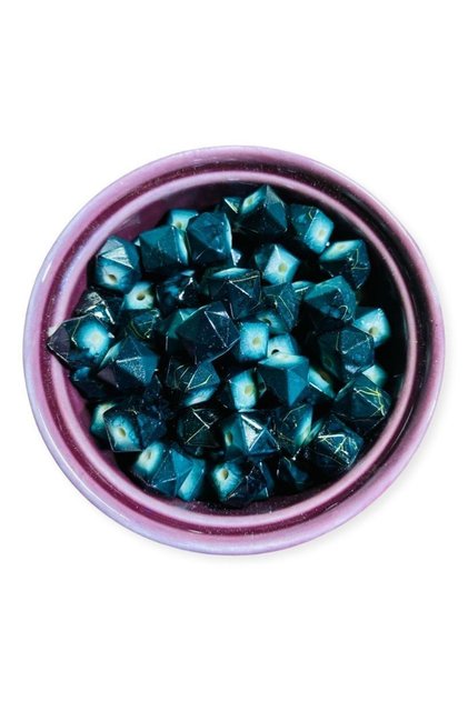 -Acrylic Crystallized Dark Green Beads - 30 Pieces