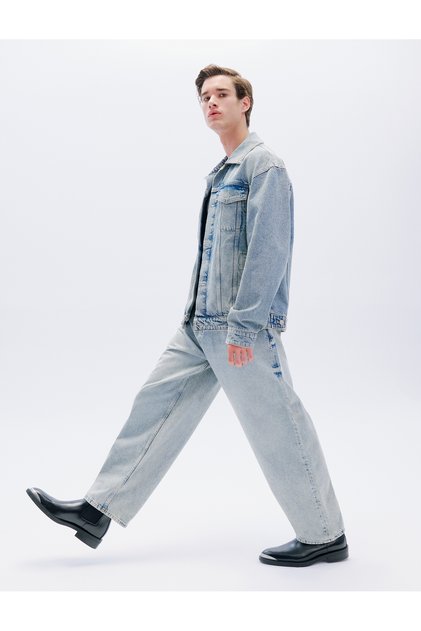 Baggy Denim Pants Loose Skater Pocket Detailed Cotton