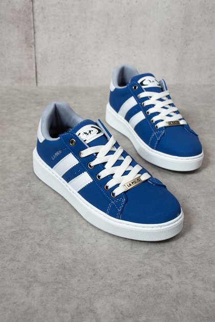 503 Cobalt Blue Color White Sole Lace-Up Casual Women's Sneakers