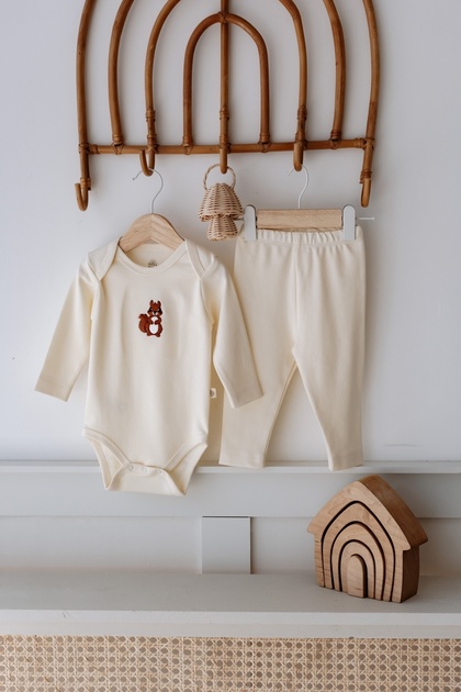 Cotton Cute Animal Embroidered Top and Bottom Baby Set