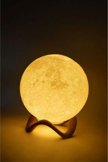3d Moon Ay Küre Gece Lambası Dekoratif Küre Pilli Kablosuz Led Lamba Genç Odası Yılbaşı Hediyesi