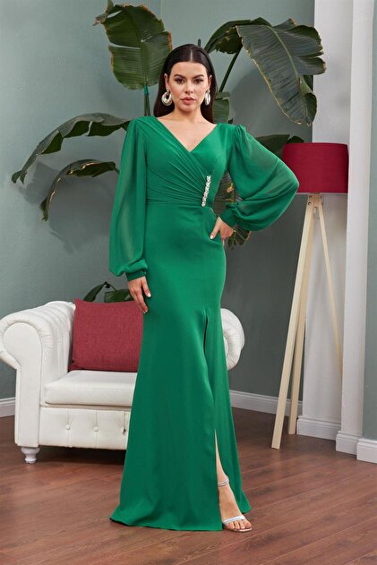 sachin and babi light blue dress Emerald Green Chiffon Dress - Backless A-Line Dress - Maxi Dress