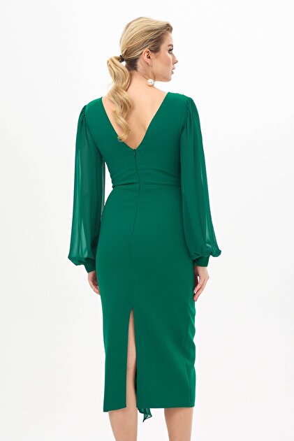 green emerald velvet dress LACI Formal Dress