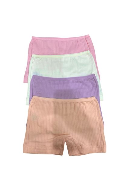 Cotton Combed Girl's Ribbed Soft Pastel Colored 4-Piece Comfortable Boxer Set