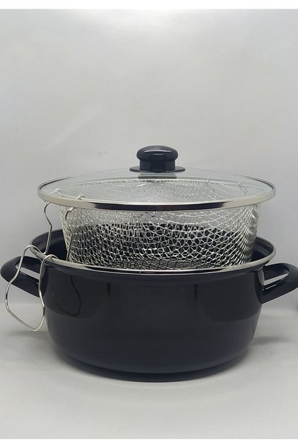 Ebruliemaye 26 Cm Black Large Size Wide Enamel Frying Yogurt Pot