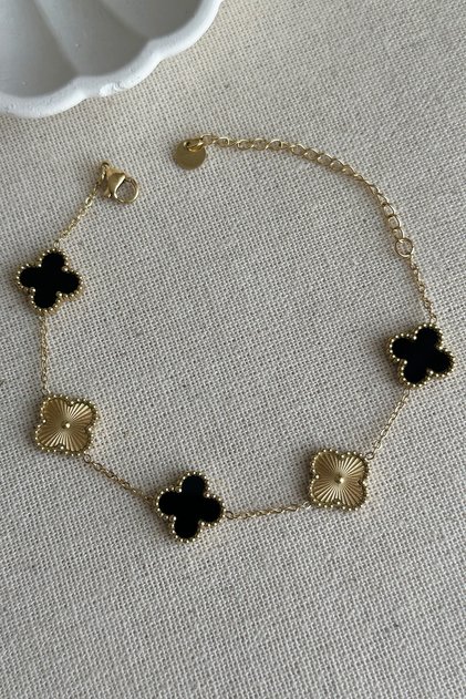 Caprea Çelik 17+4 cm Çift Taraflı Siyah Gold Kadın Bileklik Kadın Çelik Bileklik