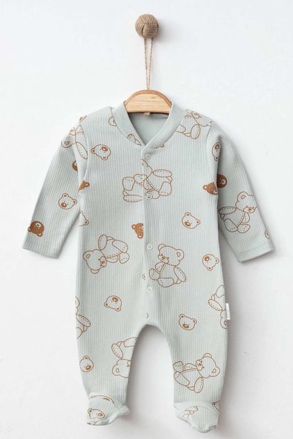 Newborn Baby Outfit One-Piece Cotton Teddy Bear Patterned Jumpsuit