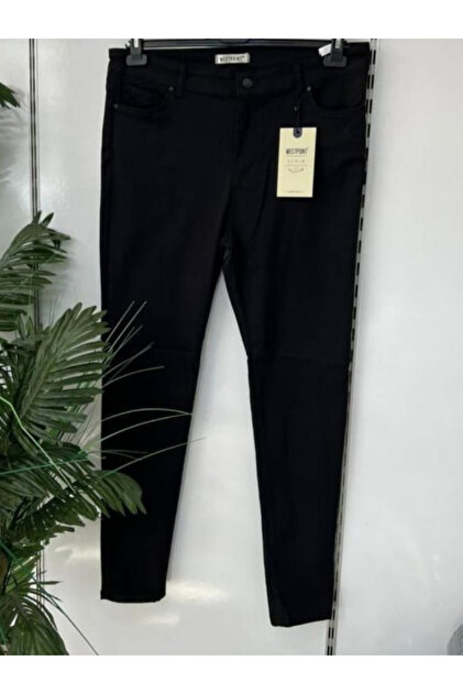 Büyük Beden Esneyen Kumaş Kot Pantalon-Siyah - 38