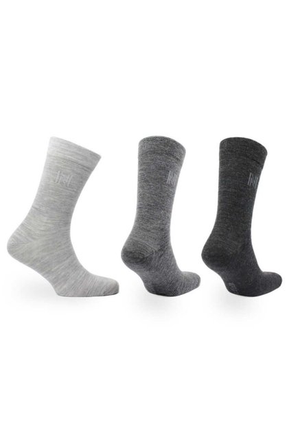Stockholm Merino Wool Thin Knit Premium Casual Everyday Socks 3 Pack Grey Shades
