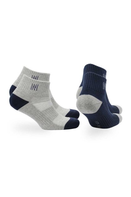 Montreal Extra Cushioning Cotton Casual Sports Socks 2 Pack Navy Blue/Gray