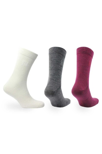 Stockholm Merino Wool Thin Knit Premium Casual Everyday Socks 3-Pack White/Grey/Burgundy
