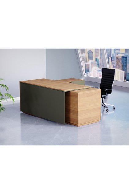 Natural Dijon Walnut-Lava Grey ED3-LSNDW-LG Executive Desk 180 cm