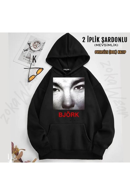 Bjork Printed Hooded Sweatshirt (2 Thread)
