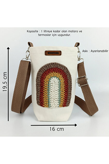 Woody Cord 1 Litrelik Matara Kılıfı Su Şişesi Taşıma Çantası Water