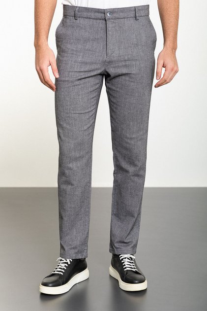 Patterned Slim Fit Classic Men's Trousers Black - 38243.24Y