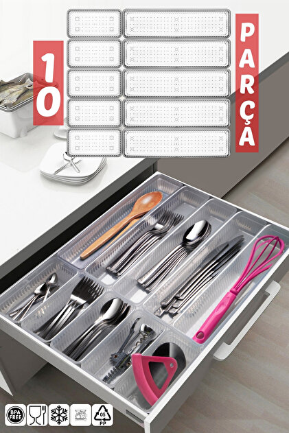 Nandy Home 10 Parça Çekmece İçi Kaşıklık, Düzenleyici, Organizer