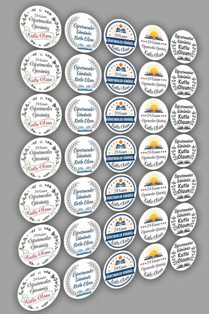 Öğretmenler günü etiketi -Öğretmenler Gününüz Kutlu Olsun baskılı 70 adet sticker (4,5 cm)
