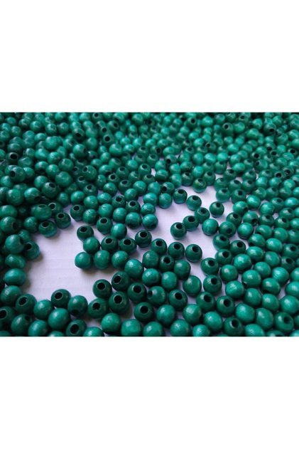 Petrol Green Wooden Beads 10 mm 100 g (Average ± 250 - 300 Pieces)