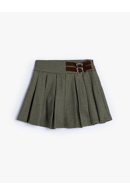 Pleated Skirt with Buckle Detail