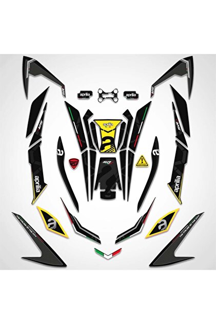 Redline Grafik Aprilia Sr Gt 200 125 Full Siyah Sarı Set - Fiyatı