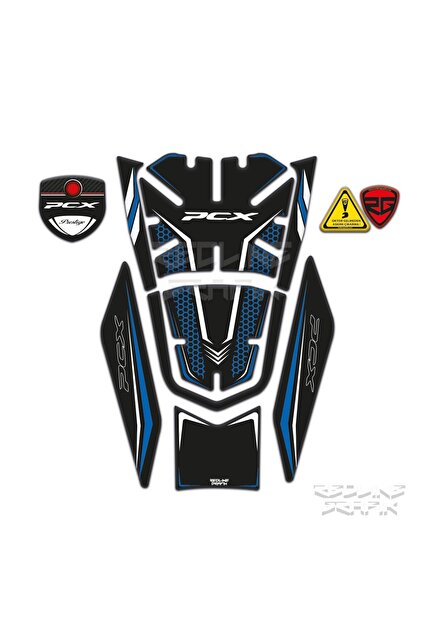 Honda Pcx 125 2021, 2022, 2023, 2024 Uyumlu Tank Pad Mavi Siyah Redlinegrafik