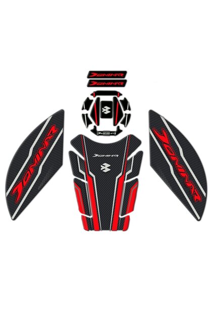 Redlinegrafik Bajaj Dominar 250 2020 - 2023 Uyumlu Kırmızı Karbon Tank Pad Koruyucu Seti