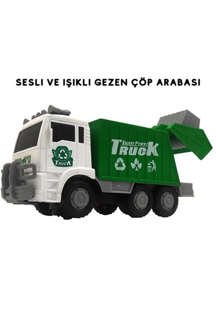 Sesli ve Işıklı Gezen Çöp Arabası Oyuncak Metal Çöp Kamyonu Çek Bırak Özellikli