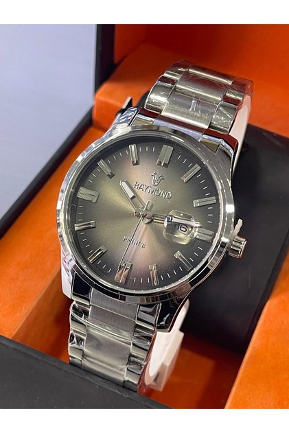 Raymon Silver Color Steel Band Men's Watch