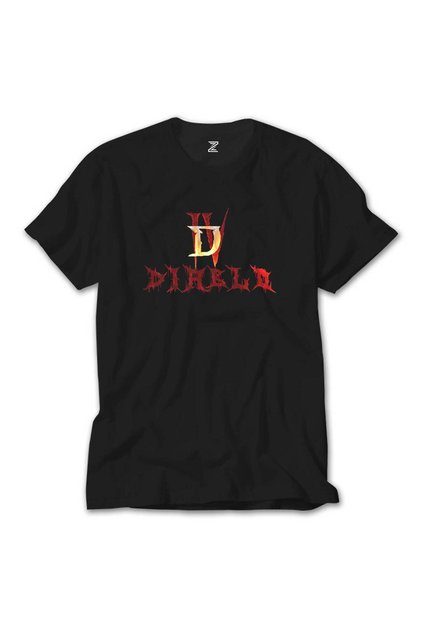 Tricou negru cu logo și text Diablo IV