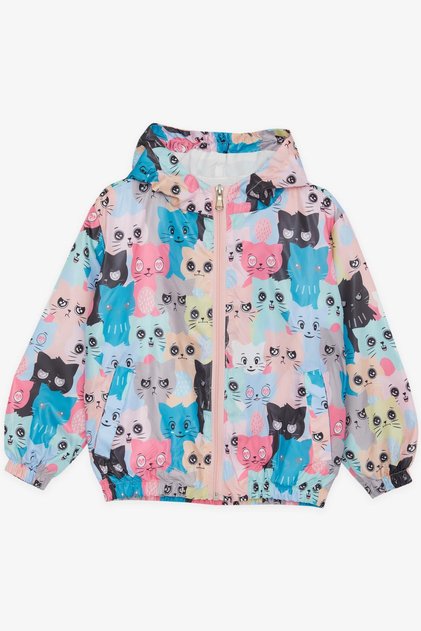 Girl's Raincoat with Cute Kitten Pattern, 1-5 Years, Mixed Color