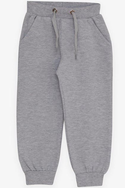Boy's Sweatpants with Pockets, Age 3-8, Light Gray Melange