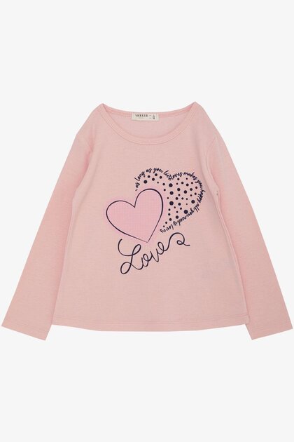 Girl's Long Sleeve T-Shirt Houndstooth Polka Dot Heart Printed Lettering 3-8 Years, Pink