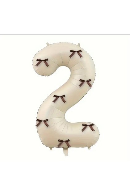 Sea Sand Color Number Balloon with Bow and Age Options