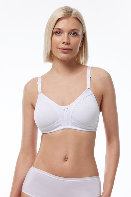Women's White Non-Cup Non-Wire Modal Cotton Combed Cotton Gathering Bra 826