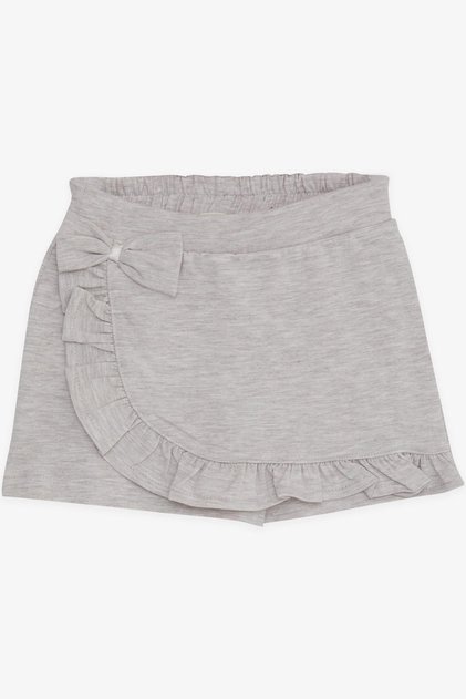 Girl's Shorts Skirt with Bow and Ruffles 1.5-5 Years, Beige Melange