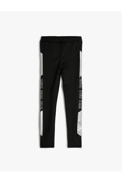 Sports Tights Slogan Printed Elastic Waist