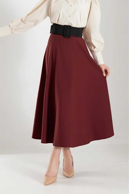 Women's Scuba Fabric Puff Flared Hijab Skirt